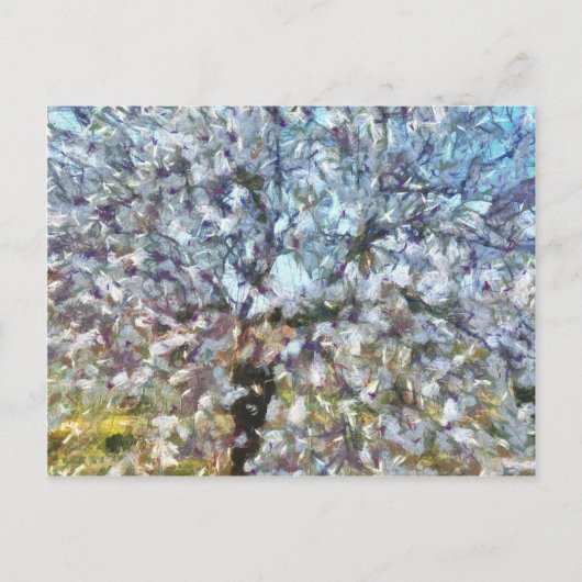 Spring Almond Blossom Pointillism Artwork Briefkaart (Voorkant)