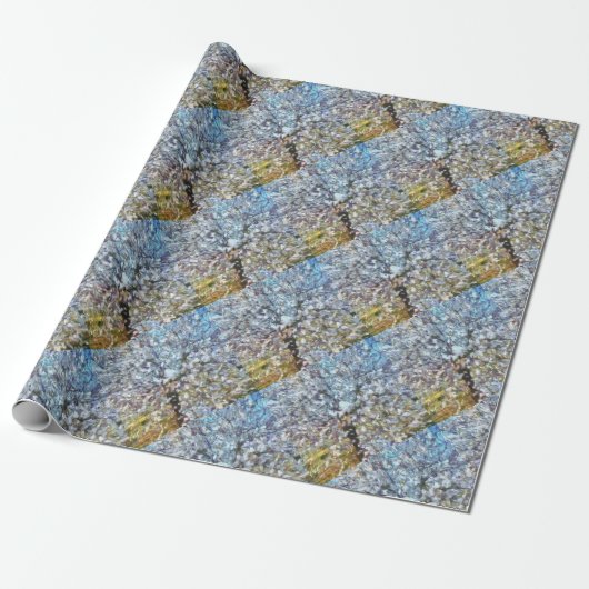 Spring Almond Blossom Pointillism Artwork Cadeaupapier (Uitgerold)