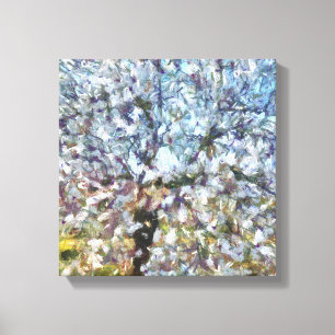 Spring Almond Blossom Pointillism Artwork Canvas Afdruk