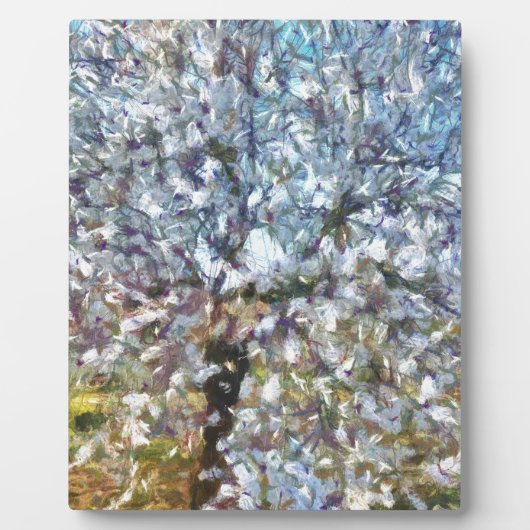 Spring Almond Blossom Pointillism Artwork Fotoplaat (Voorkant)