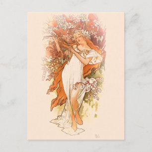 Spring - Alphonse Mucha Art Nouveau Briefkaart