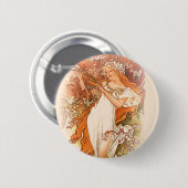 Spring - Alphonse Mucha Art Nouveau Ronde Button 5,7 Cm (Voorkant /achterkant)