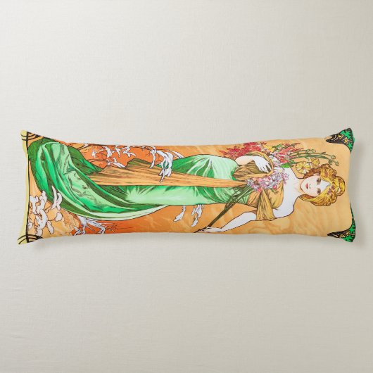 Spring, Alphonse Mucha Lichaamskussen (Voorkant)