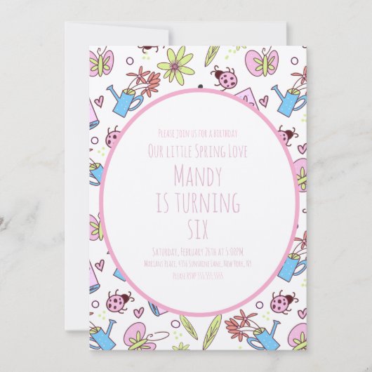 Spring and Books Birthday Party Kaart (Voorkant)