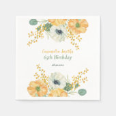 Spring Anemone Bloem Sinaasappel & Wit Verjaardag Servet (Voorkant)