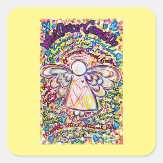 Spring Angel - wat kanker niet kan doen - gedenker Vierkante Sticker (Voorkant)