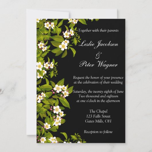 Spring Apple Blossom Wedding Invite Kaart (Voorkant)