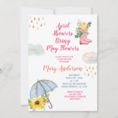 Spring April Showers brengen mei Flowers Baby show Kaart (Voorkant)