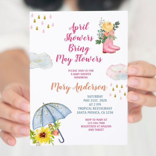 Spring April Showers brengen mei Flowers Baby show Kaart