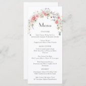 Spring Arch Wildflowers Roze Wit Huwelijk Menu (Voorkant / Achterkant)