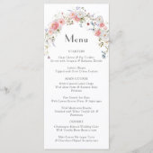 Spring Arch Wildflowers Roze Wit Huwelijk Menu (Voorkant)