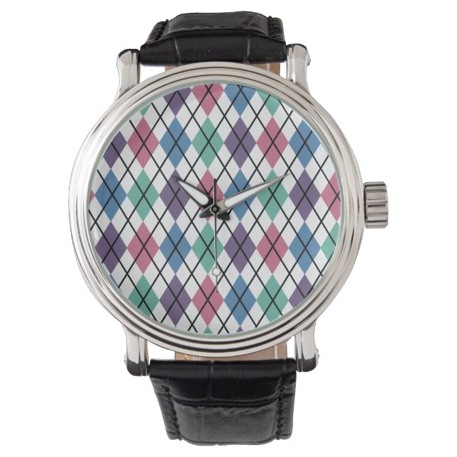 Spring Argyle Patroon Horloge (Voorkant)
