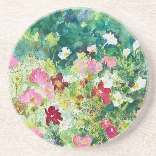 Spring Artistry Kosmos Bloemen Zandsteen Onderzetter (Voorkant)