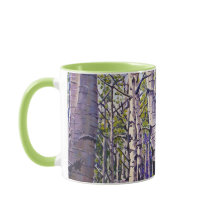 Spring Aspen Tree Woodland Purple Green Coffee