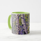 Spring Aspen Tree Woodland Purple Green Coffee Mok (Voorkant links)