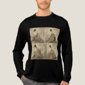 "Spring at Dawn" Japanese Cat in Kimono Art Tri-Blend Shirt (Voorkant volledig)