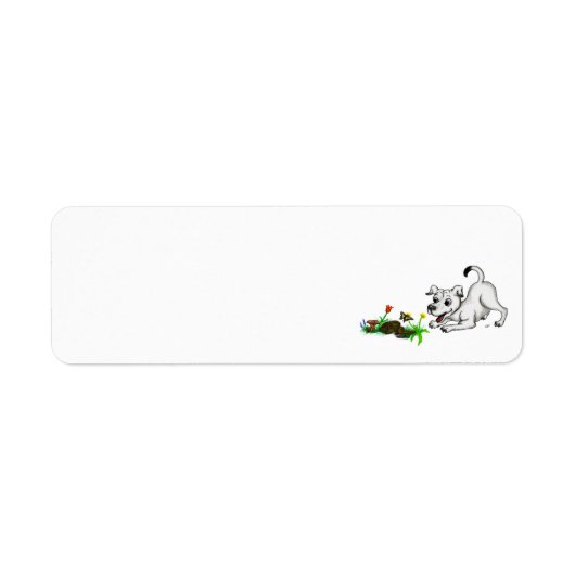 Spring-awake, puppy met vlinder etiket (Voorkant)