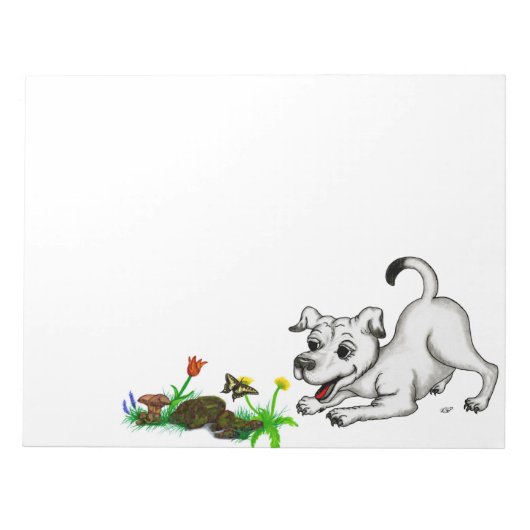 Spring-awake, puppy met vlinder notitieblok (Voorkant)