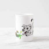 Spring-awake, puppy met vlinder porselein kop (Voorkant)