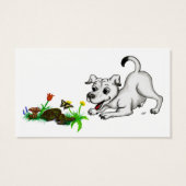 Spring-awake, puppy met vlinder visitekaartjes (Achterkant)