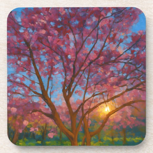 Spring Awakening - Blooming Tree Landscape Bier Onderzetter (Voorkant)