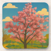Spring Awakening - Blooming Tree Landscape Bier Onderzetter (Voorkant)