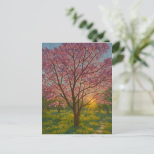 Spring Awakening - Blooming Tree Landscape Briefkaart (Staand voorkant)