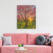 Spring Awakening - Blooming Tree Landscape Canvas Afdruk (Insitu (Woonkamer))