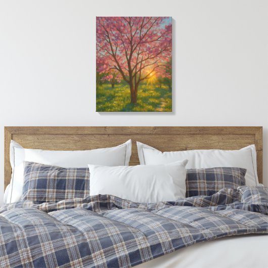 Spring Awakening - Blooming Tree Landscape Canvas Afdruk (Insitu (Slaapkamer))
