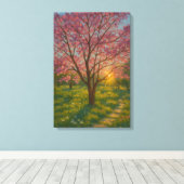 Spring Awakening - Blooming Tree Landscape Canvas Afdruk (Insitu (Houten vloer))