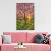 Spring Awakening - Blooming Tree Landscape Canvas Afdruk (Insitu (Woonkamer))