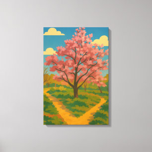 Spring Awakening - Blooming Tree Landscape Canvas Afdruk