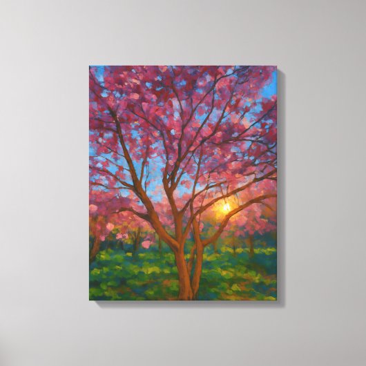 Spring Awakening - Blooming Tree Landscape Canvas Afdruk (Voorkant)