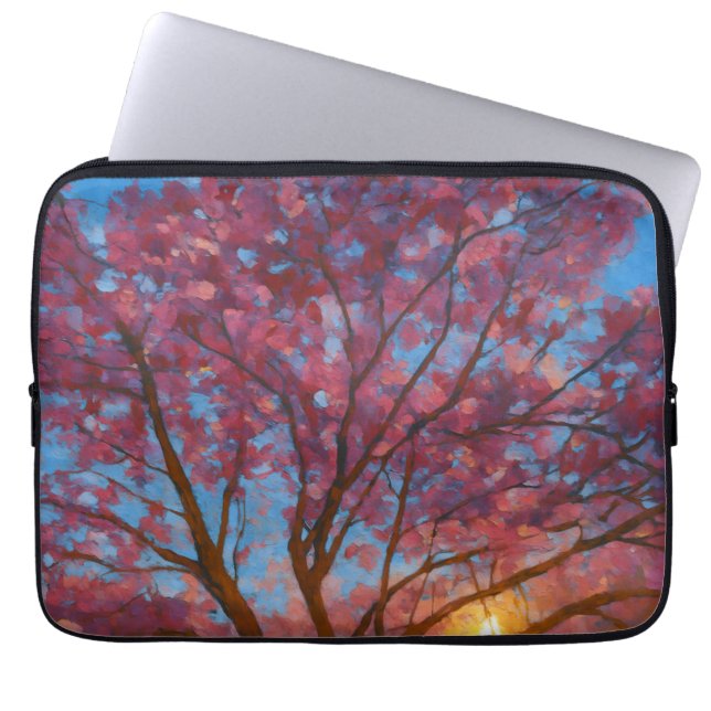 Spring Awakening - Blooming Tree Landscape Laptop Sleeve (Voorkant)