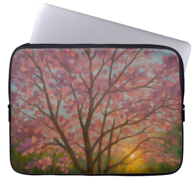 Spring Awakening - Blooming Tree Landscape Laptop Sleeve (Voorkant)