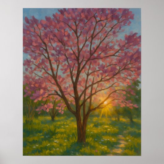 Spring Awakening - Blooming Tree Landscape Poster (Voorkant)