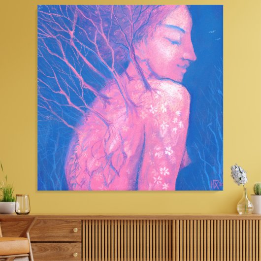 Spring Awakening Dryad Fantasy Girl Magical Forest Canvas Afdruk (Insitu (Woonkamer))