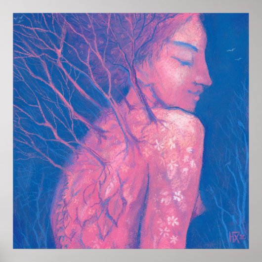 Spring Awakening Dryad Fantasy Girl Magical Forest Poster (Voorkant)