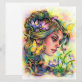 Spring Awakening Fae Fower Fantasy Woman Art Kaart (Voorkant / Achterkant)