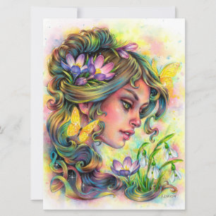 Spring Awakening Fae Fower Fantasy Woman Art Kaart