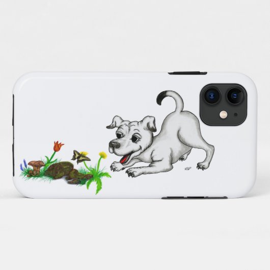 Spring Awakening, Puppy with Flowers and Butterfly Case-Mate iPhone Case (Achterkant (horizontaal))