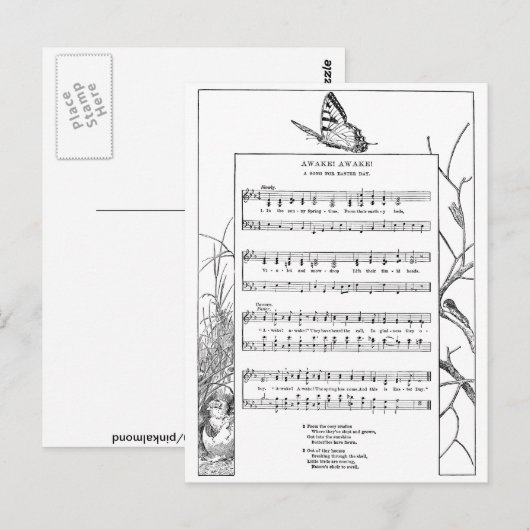Spring Awakening Song and Butterfly Briefkaart (Voorkant / Achterkant)