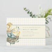 Spring Baby Chick Nest Easter Yellow Baby shower Kaart (Staand voorkant)