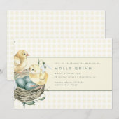 Spring Baby Chick Nest Easter Yellow Baby shower Kaart (Voorkant / Achterkant)