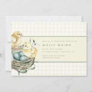 Spring Baby Chick Nest Easter Yellow Baby shower Kaart