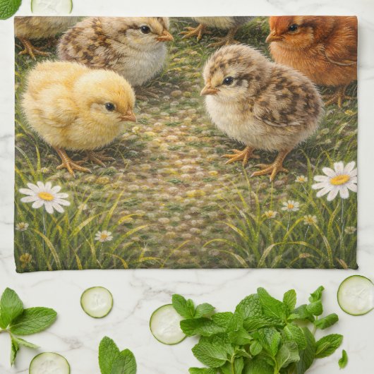 Spring Baby Chicks Kitchen Towel Theedoek (Gevouwen)