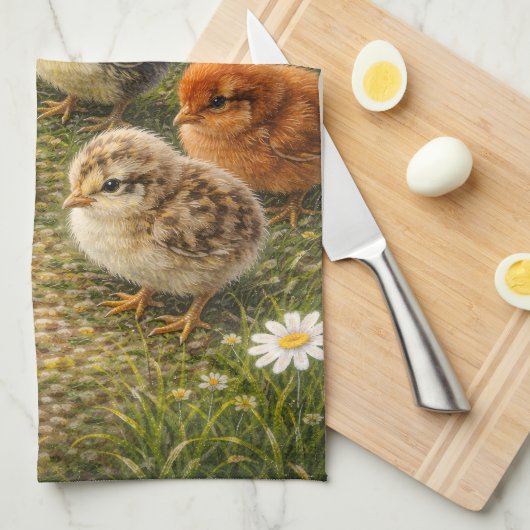 Spring Baby Chicks Kitchen Towel Theedoek (Quarter Fold)