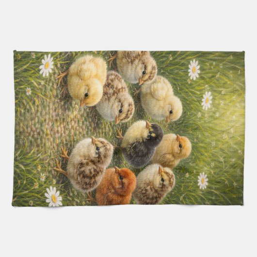 Spring Baby Chicks Kitchen Towel Theedoek (Horizontaal)