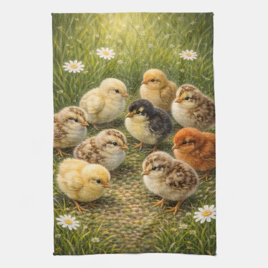 Spring Baby Chicks Kitchen Towel Theedoek (Verticaal)