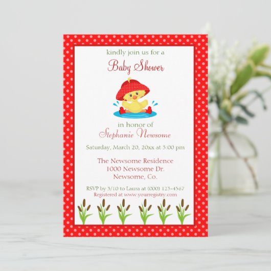 Spring Baby Girl Shower Duck Theme Kaart (Staand voorkant)